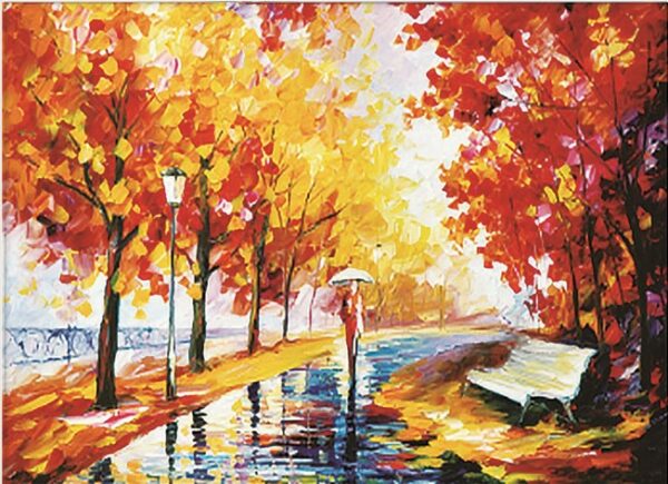 diamond painting autumn rain